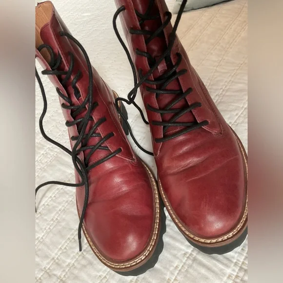 Madewell Citywalk Lugsole Lace Up Boots Rusted Burgundy Leather Women 7 - Picture 6 of 6